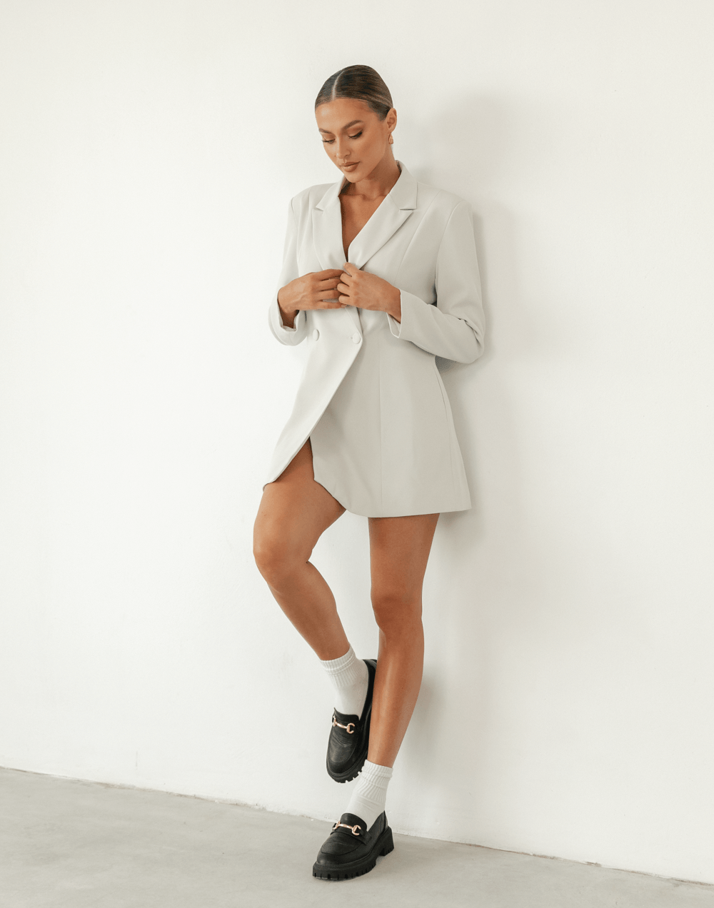 Mathea Blazer Dress (Light Grey)