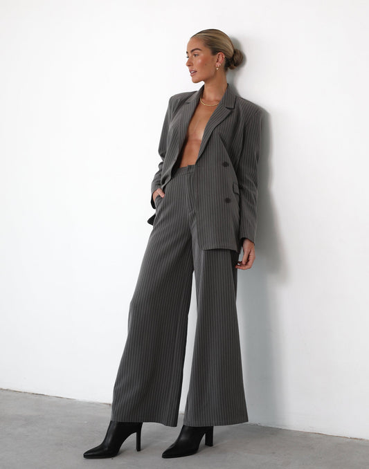 Aster Blazer (Slate Pinstripe)